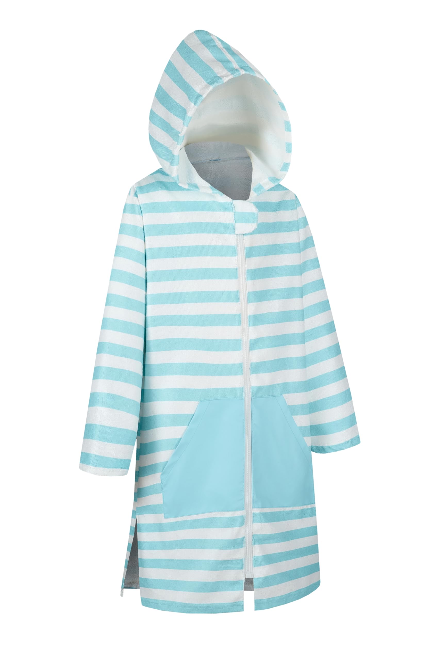 MissShorthair Kids Hooded Towel Poncho with Zip Pocket - Microfiber Beach Cover Up & Swim Changing Robe for Boys & Girls - Perfect for Pool, Beach, and Bath Time