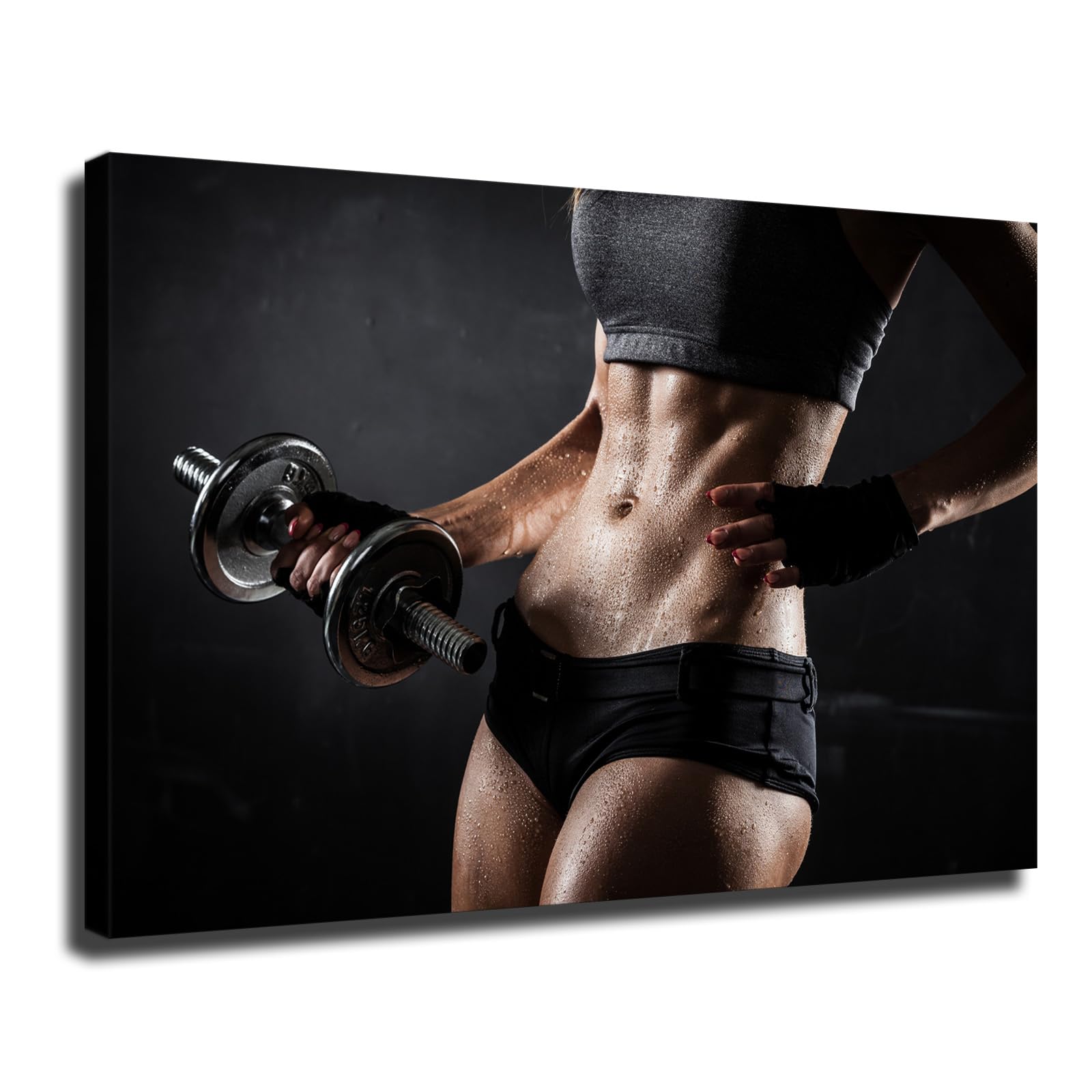 Premium Fitness & Yoga Motivational Canvas Wall Art - 24x36 Inch Framed Gym Dumbbell Workout Poster for Women, Home Decor Perfect for Bedroom, Living Room & Children's Room - Ideal for Yoga Studios, Home Gyms & Fitness Inspiration