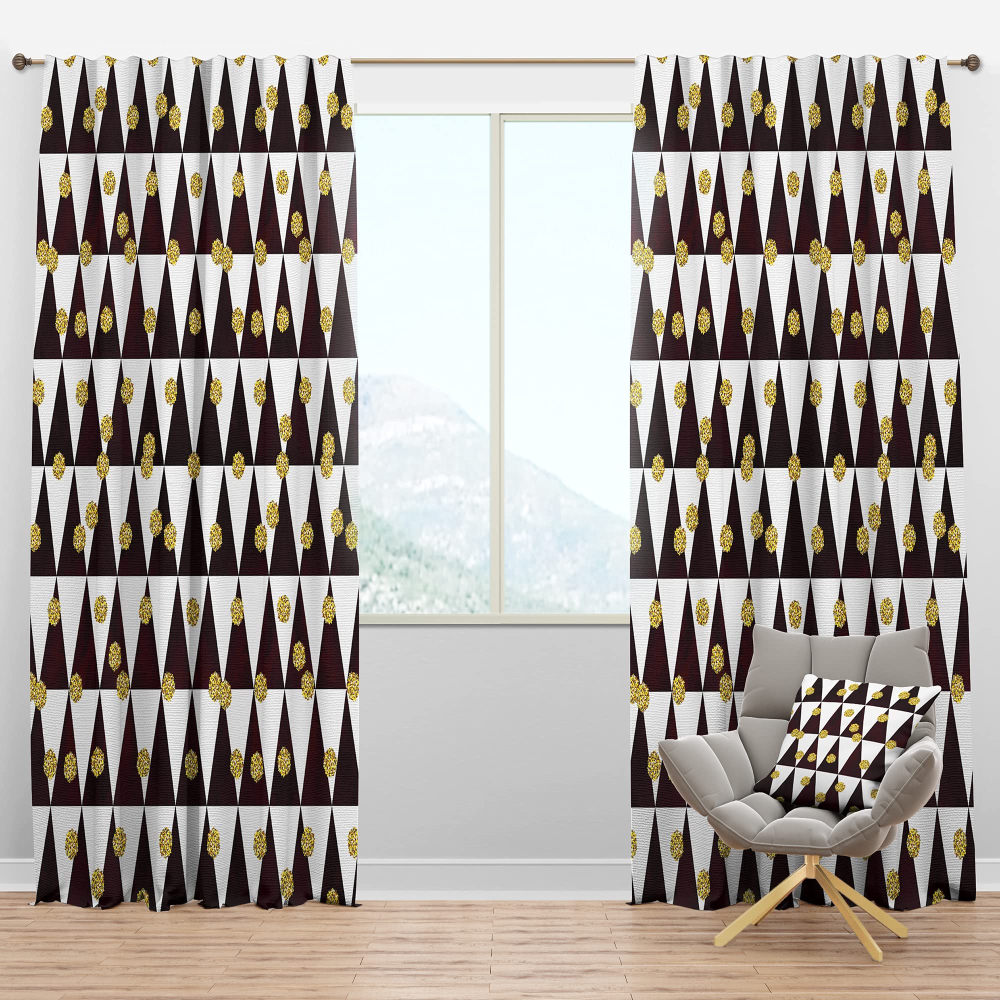 Blackout Curtains with Gold Polka Dot Pattern - Thermal Insulated Single Panel (52x90 inches) for Bedroom & Living Room - Light Blocking & Energy Saving Window Drapes for Better Sleep & Temperature Control