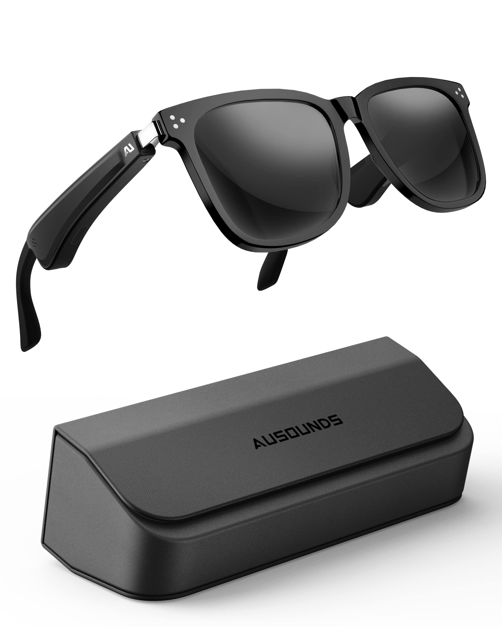 Ausounds Audio Sunglasses - Open Ear Wireless Headphones with Polarized Lenses (Black) | Includes Storage Box | Perfect for Running, Cycling & Outdoor Activities