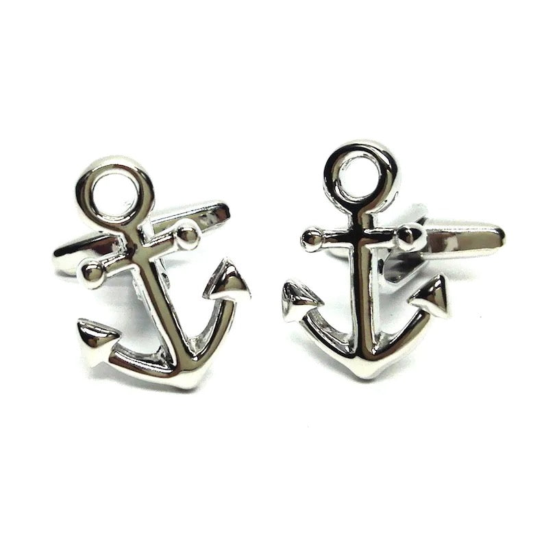 Premium Stainless Steel Anchor Cufflinks for Men - Classic Nautical Style Dress Accessories - Perfect for Weddings, Business Meetings & Formal Events