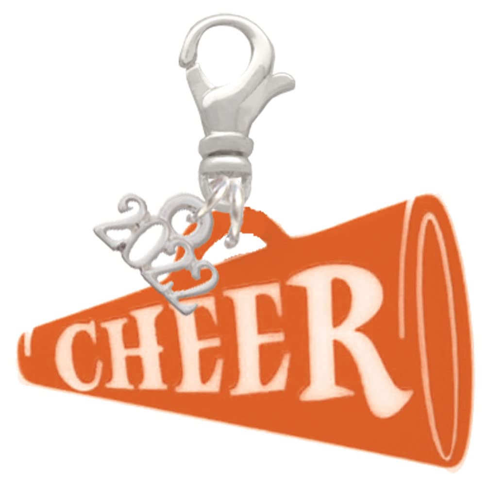 Delight Jewelry Acrylic 1.25 Inch Cheer Megaphone Charm - Clip On Cheerleading Accessory for Spirit Week, Pep Rallies & Team Events