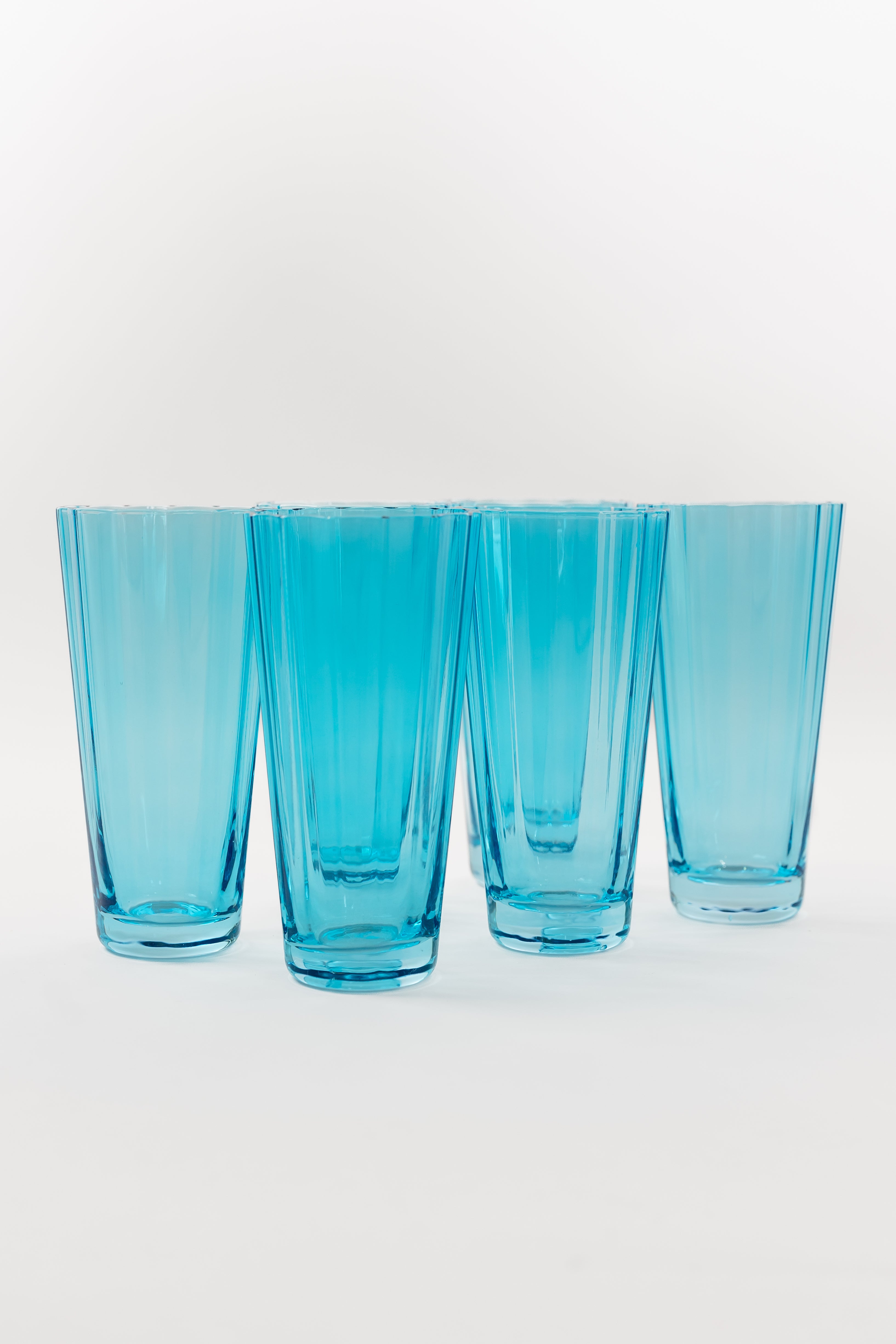 Estelle Colored Sunday Highball Glasses Set of 6 - Ocean Blue | Elegant Drinkware for Cocktails, Iced Tea & Entertaining | Perfect for Home Bars, Parties & Gifts