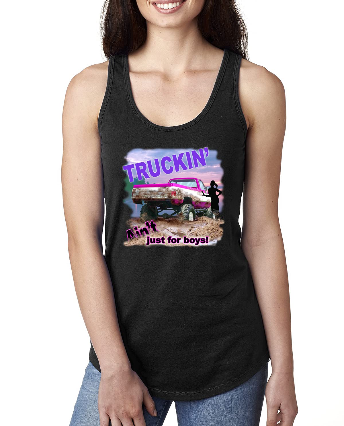 Women's Cars & Trucks Racerback Tank Top - Trendy Graphic Muscle Tee for Truck Enthusiasts - Perfect for Casual Wear, Road Trips & Car Shows