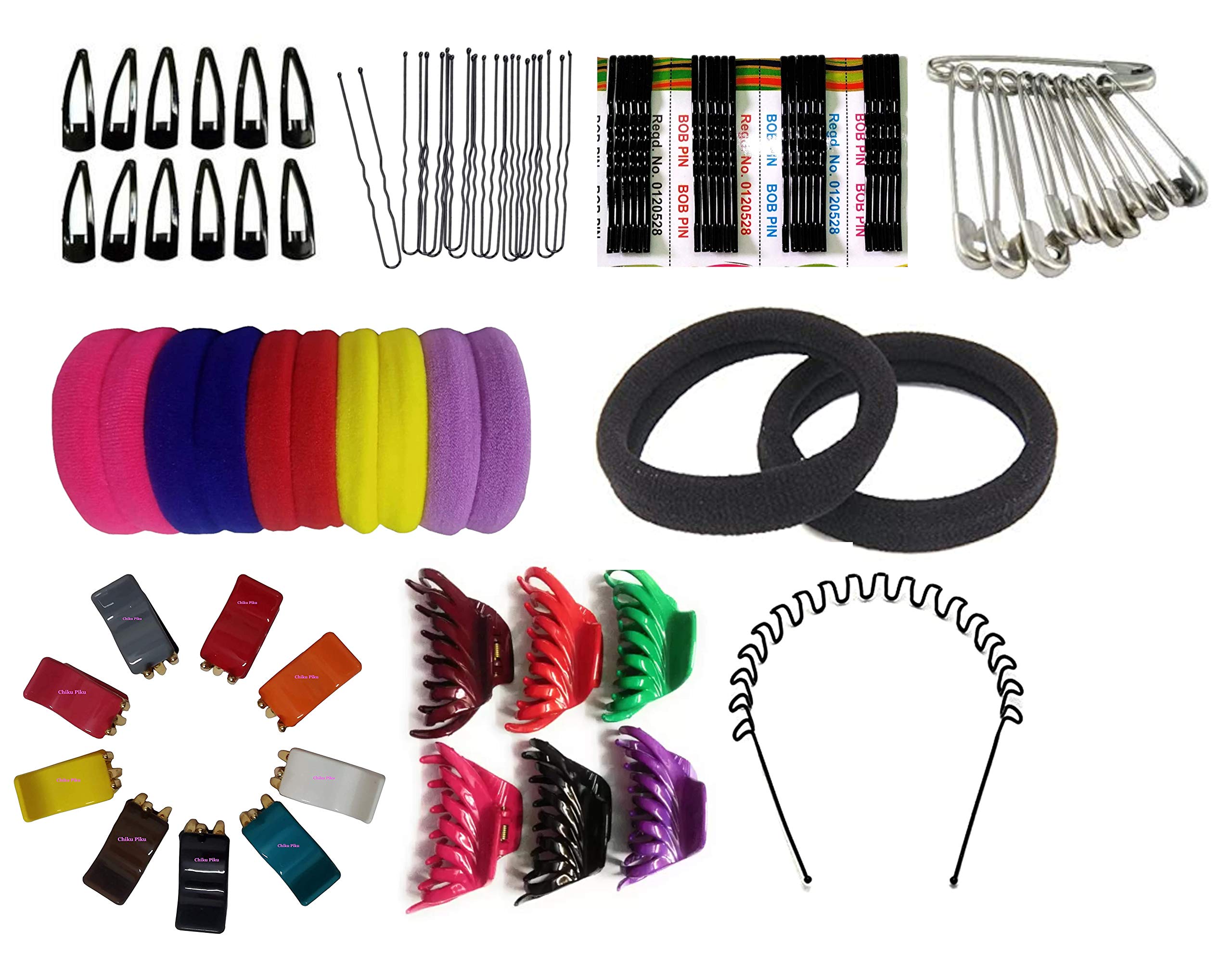 114 Pcs Women's Hair Accessories Kit - Tic Tac Clips, Rubber Bands, Metal Headbands, Bobby Pins, Hair Claw Clips & More (Multicolor) for Daily Styling, Updos & Hair Care