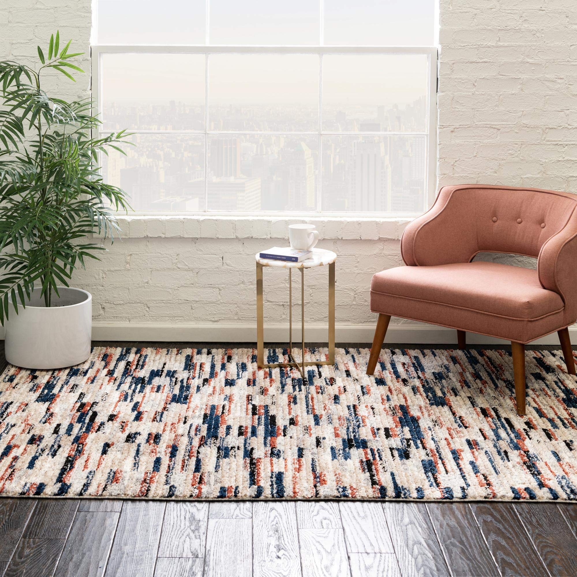 Rugs.com Tucson Collection 4x6 Multi Low Pile Area Rug - Soft Non-Slip Entryway Runner, Kitchen Mat, Dining Nook Accent for Home Decor | Perfect for Living Room, Bedroom & Office Spaces