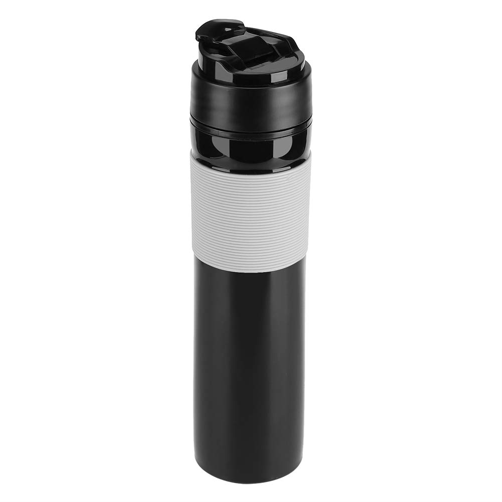 350ml Portable French Press Coffee & Tea Maker Bottle - Insulated Travel Mug for Commuting, Camping, Hiking, Office & Outdoor Activities (Black) | Perfect for Fresh Brews On-The-Go