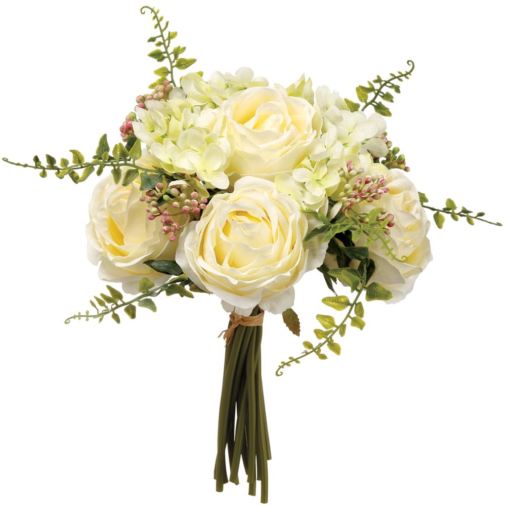 11 Peony & Sweet Pea Silk Flower Bouquet - White/Green (Pack of 12) | Artificial Floral Arrangement for Wedding Centerpieces, Home Decor & Party Decorations