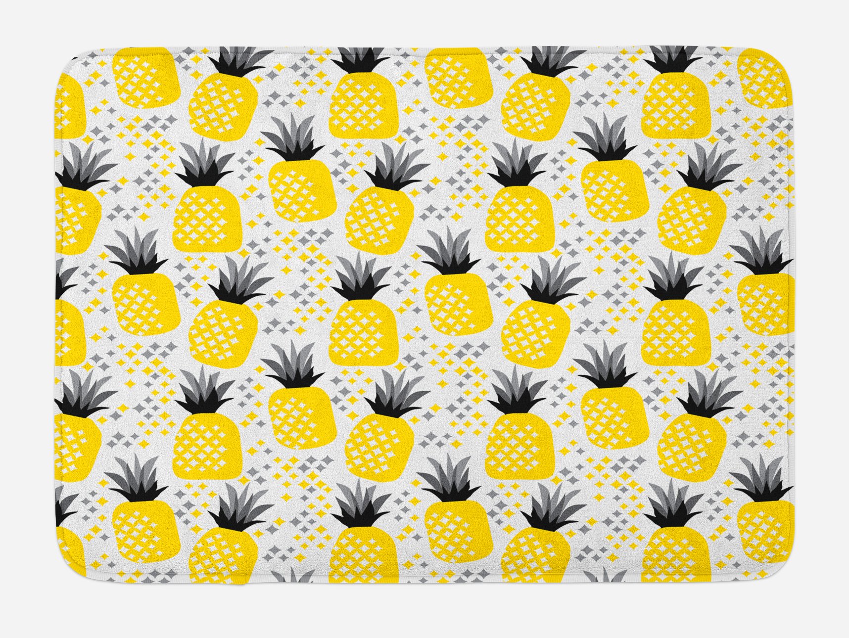 Ambesonne Non-Slip Bath Mat - Tropical Pineapple Design, Coastal Beach Theme, Soft Plush Bathroom Rug, 30.2
