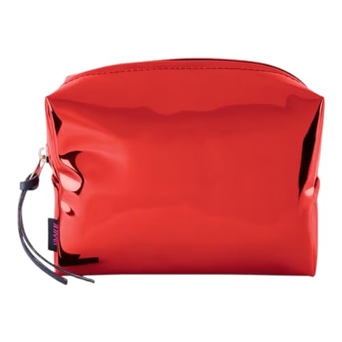 Bridester Nykaa Glossy & Metallic Finish Makeup Bag - Waterproof Cosmetic Pouch for Women & Girls - Perfect for Travel, Gym, and Daily Organizer (Pink, Medium Size)
