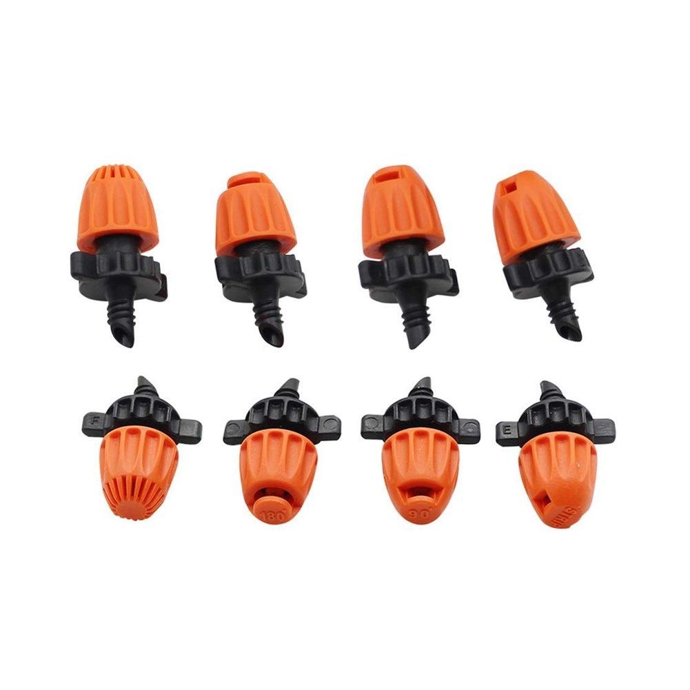 Xihe Garden Irrigation Sprinklers - 4mm Thread Refraction Nozzles with 90/180/360 Degree Adjustable Spray Angles - 500pcs Watering Accessories for Lawn, Flower Beds & Vegetable Gardens (Strip Color)