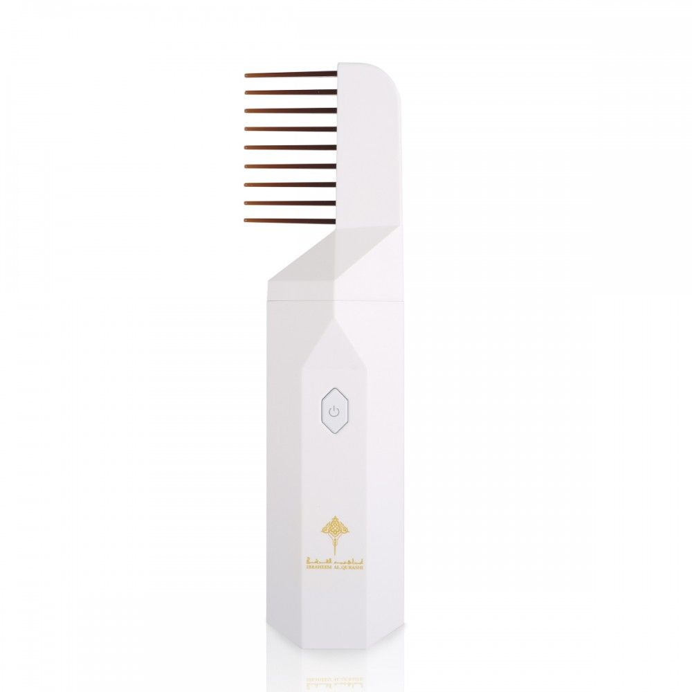 Portable Mabkhara with Hair Comb - White | Premium Incense Burner & Comb Set for Home, Travel & Gifting | Perfect for Aromatherapy, Relaxation & Hair Styling