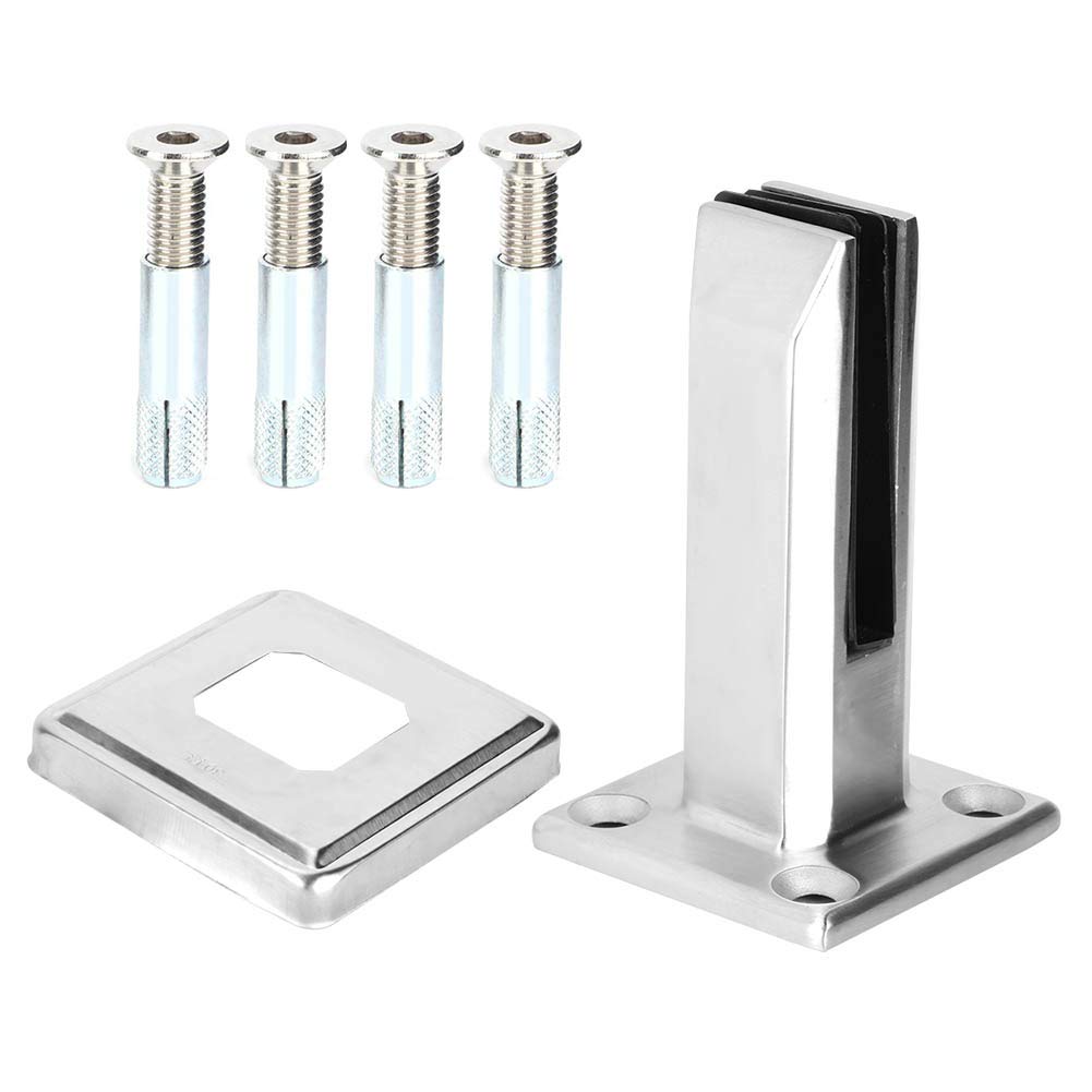 Stainless Steel Glass Clamp for Floor Standing - Balcony, Staircase & Pool Railing System - Heavy Duty Glass Spigots for Indoor/Outdoor Use - Perfect for Home, Hotel & Swimming Pool Safety Barriers