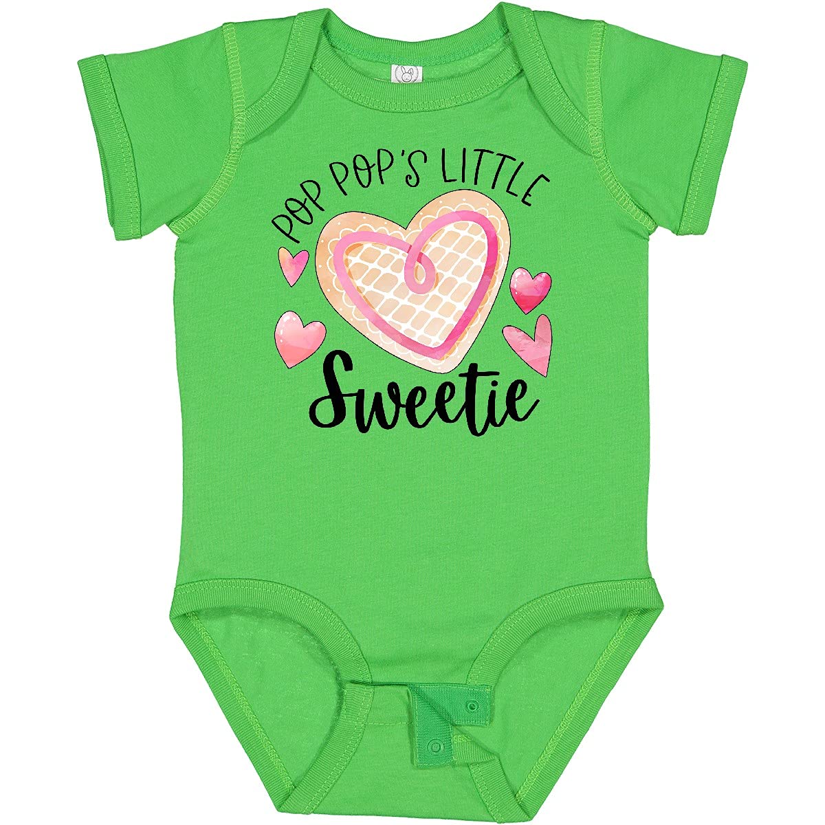Inktastic Pop Pop's Little Sweetie Pink Heart Cookie Baby Bodysuit - Soft Cotton Onesie for Newborns, Infants & Toddlers - Perfect for Family Photos, Holidays & Special Occasions