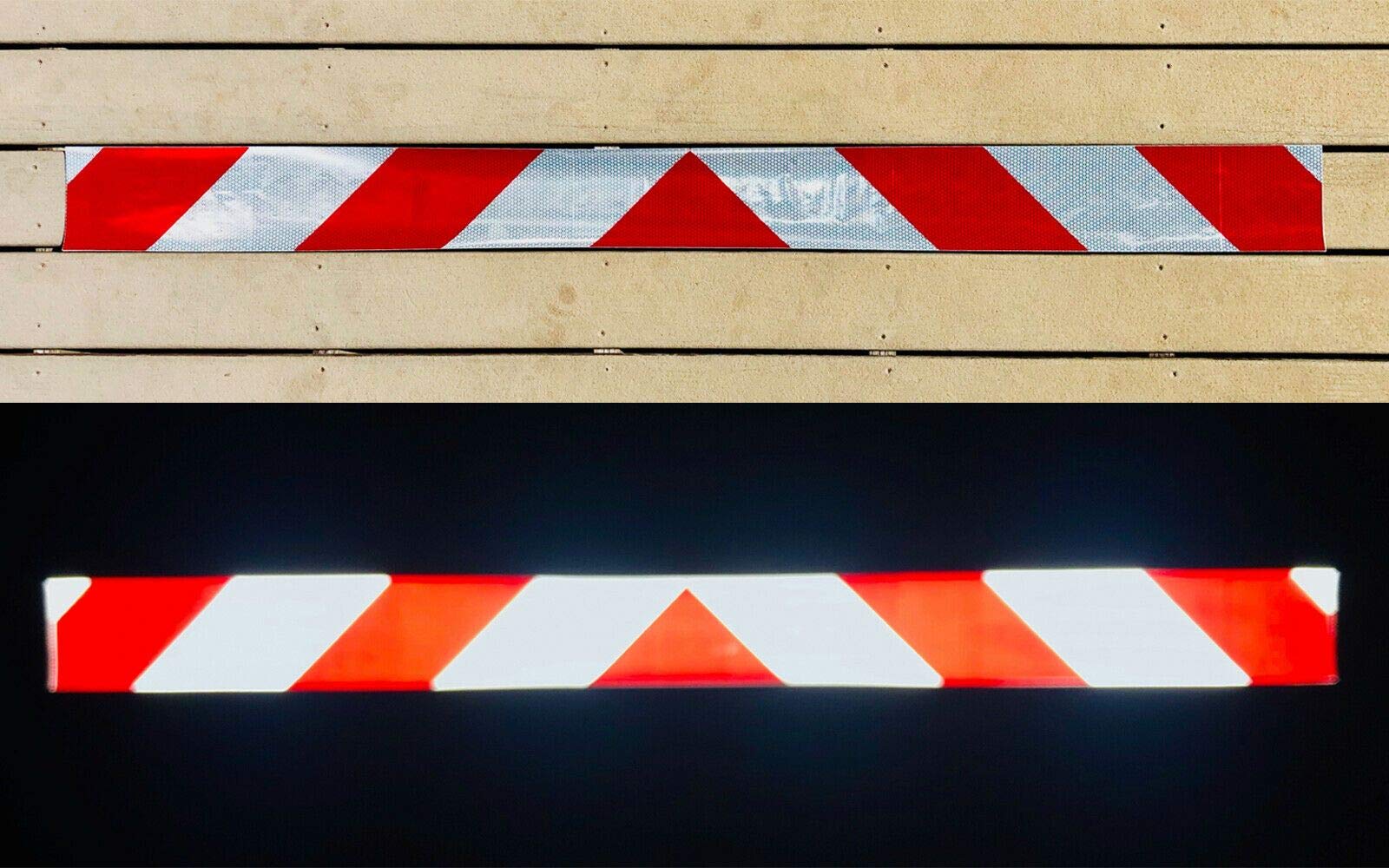 White & Red Reflective Chevron Safety Decal - High Visibility Rear Collision Protection (Multiple Sizes) | Orafol V98 Reflective Tape (750+ Candelas) | Perfect for Trucks, Trailers & Construction Vehicles