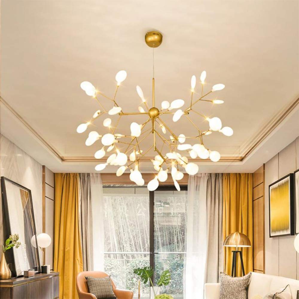 Modern Sputnik Firefly Chandelier - 54-Light Branch LED Pendant Lighting Fixture for Ceiling - Energy Efficient G4 Bulbs - Perfect for Living Room, Dining Room, Bar, Restaurant & Commercial Spaces - Elegant Island Hanging Lamp for Home & Office Decor