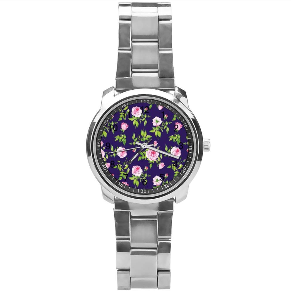 Yolocal Navy & Blush Analog Wrist Watch for Boys - Stainless Steel Strap - Perfect for School, Sports & Everyday Wear