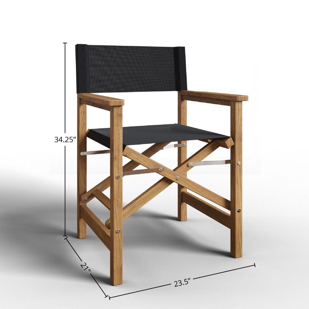 Premium Black Teak Outdoor Folding Armchair - Weather-Resistant Patio Dining Chair for Garden, Poolside & Restaurant Use