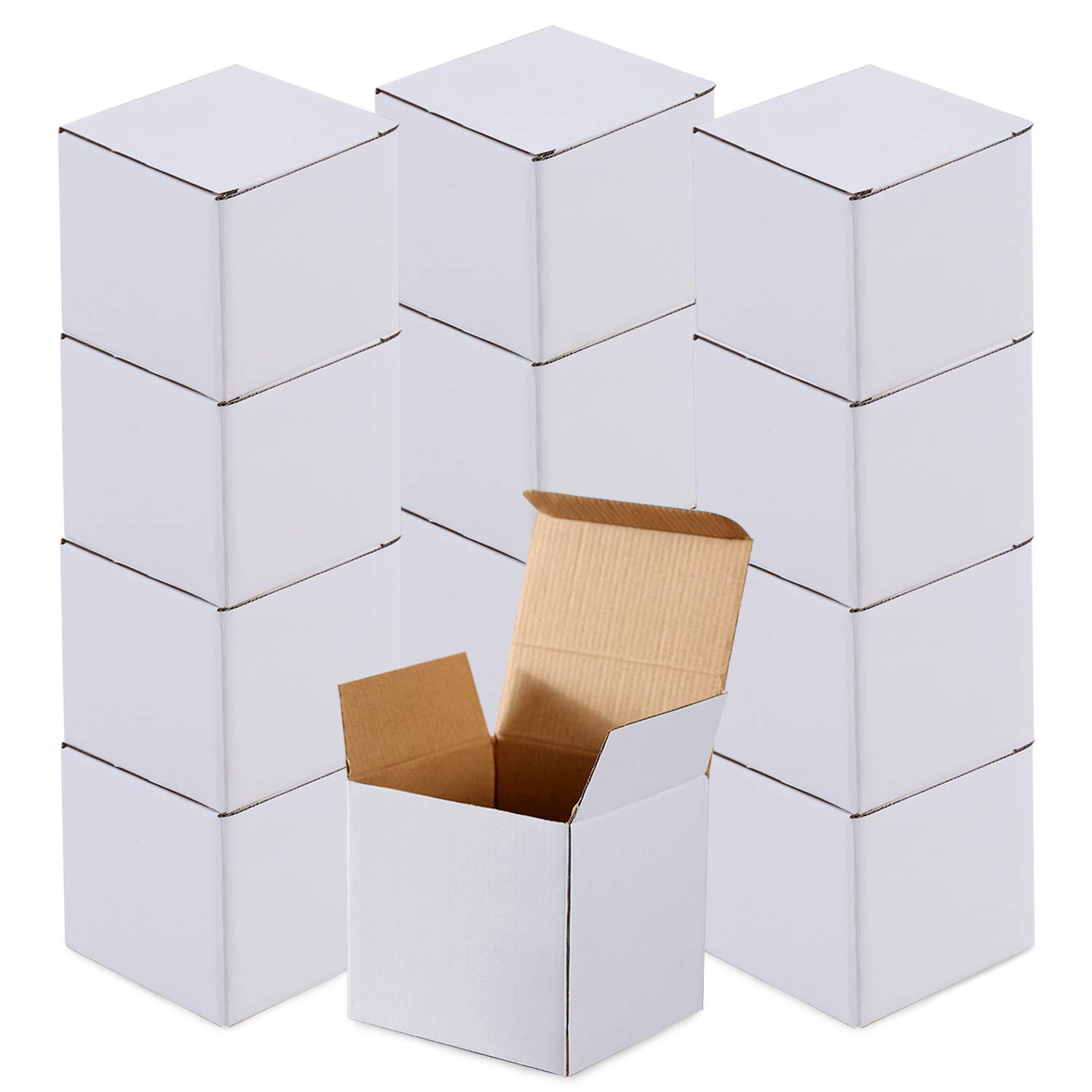 Lainrrew 12-Pack 5x5x5 Inch White Kraft Corrugated Cardboard Shipping Boxes - Small Recyclable Mailing Boxes for Ecommerce, Gift Packaging & Storage (5
