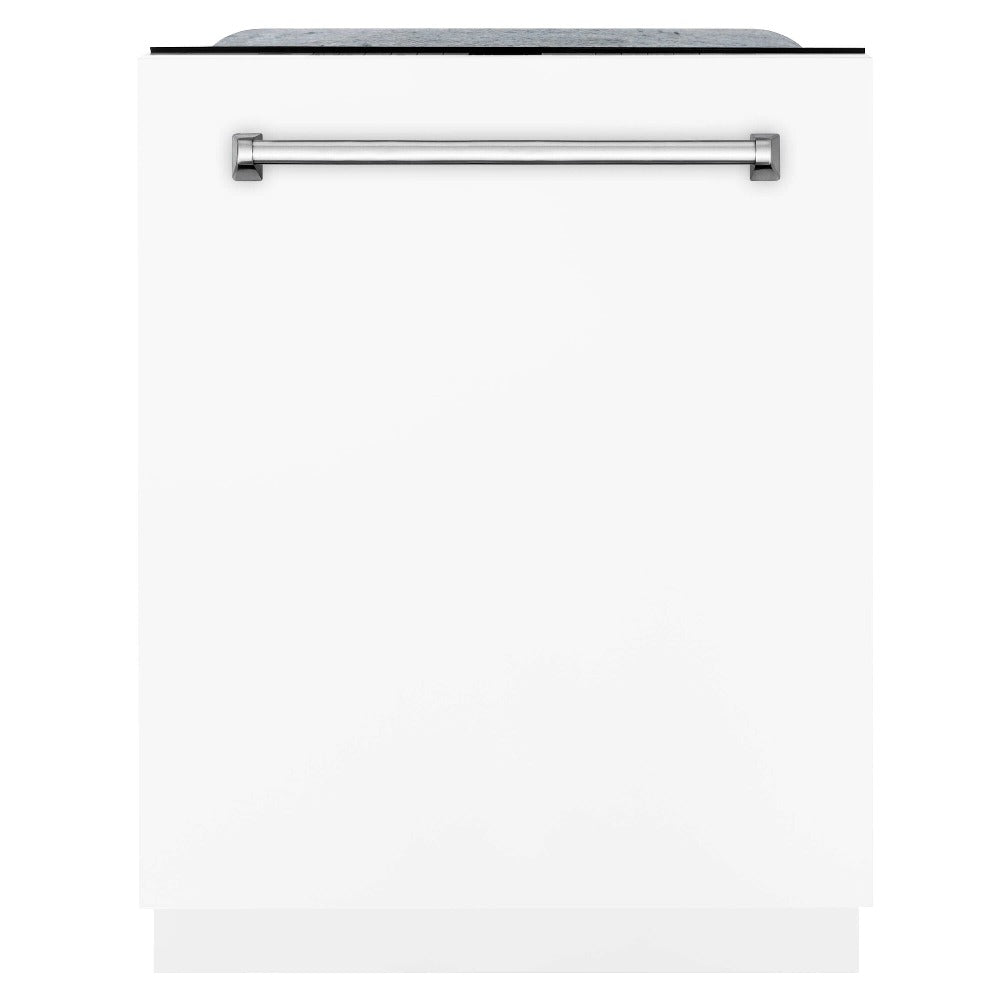 ZLINE 24 Inch White Matte Monument Series Dishwasher with 3rd Rack & Touch Controls - Stainless Steel Tub, Ultra Quiet 45dBa (DWMT WM 24) - Perfect for Modern Kitchens & Open-Concept Homes