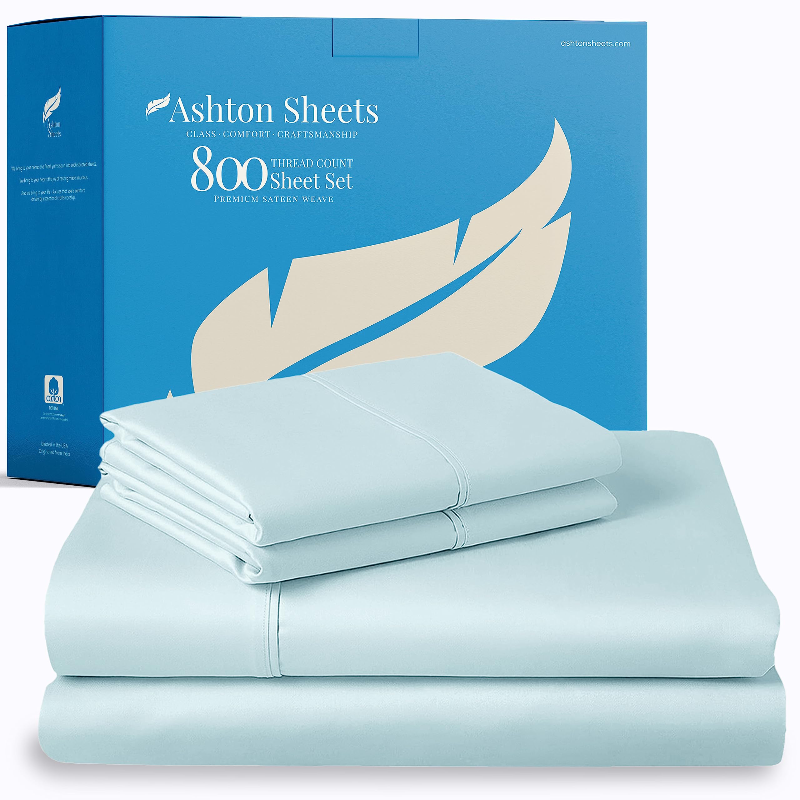 Premium 800 Thread Count Egyptian Cotton King Sheet Set - 4 PC Luxury Cooling Deep Pocket Sheets for 18