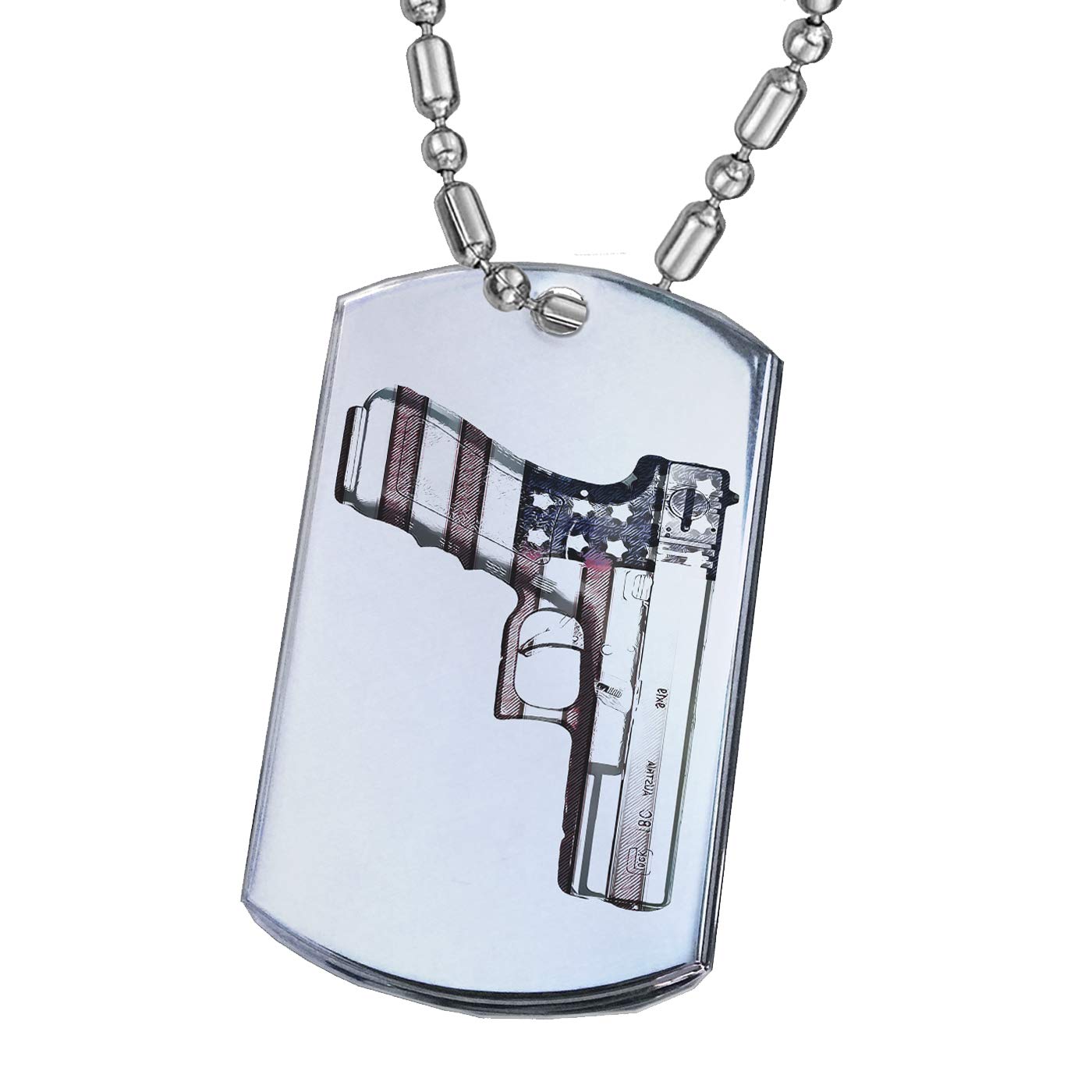 American Flag Gun Rights Military Dog Tag - Silver Chrome Luggage Tag, Keychain & Necklace for Patriotic Enthusiasts | Perfect for Travel, Keys & Everyday Wear