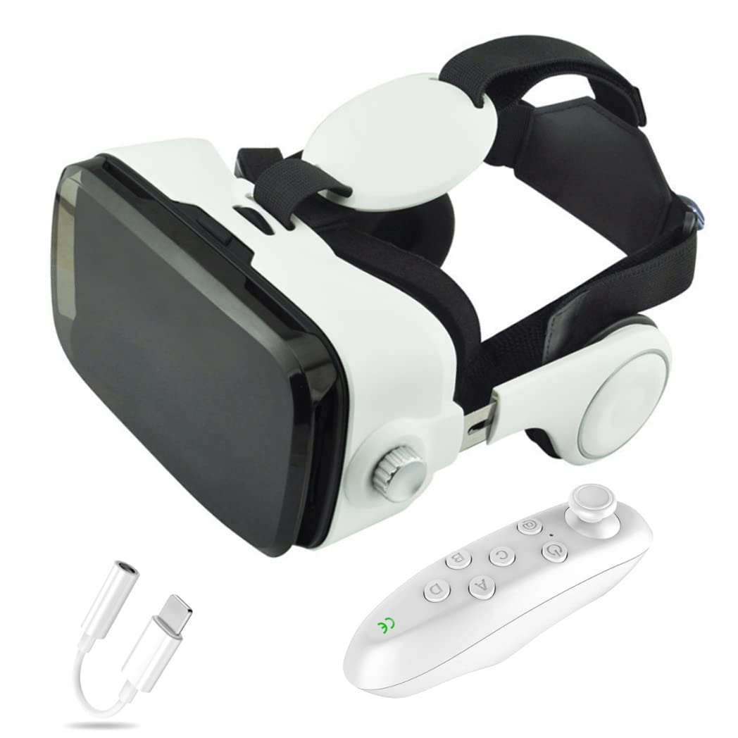 Lunette 3D VR Headset, Virtual Reality Glasses with Bluetooth Controller for iPhone 13 Pro Max/13 Pro/13/12/11, Samsung Galaxy S21, Huawei, Xiaomi - Immersive Gaming & 360° Video Experience (Color: F, Size: iOS)