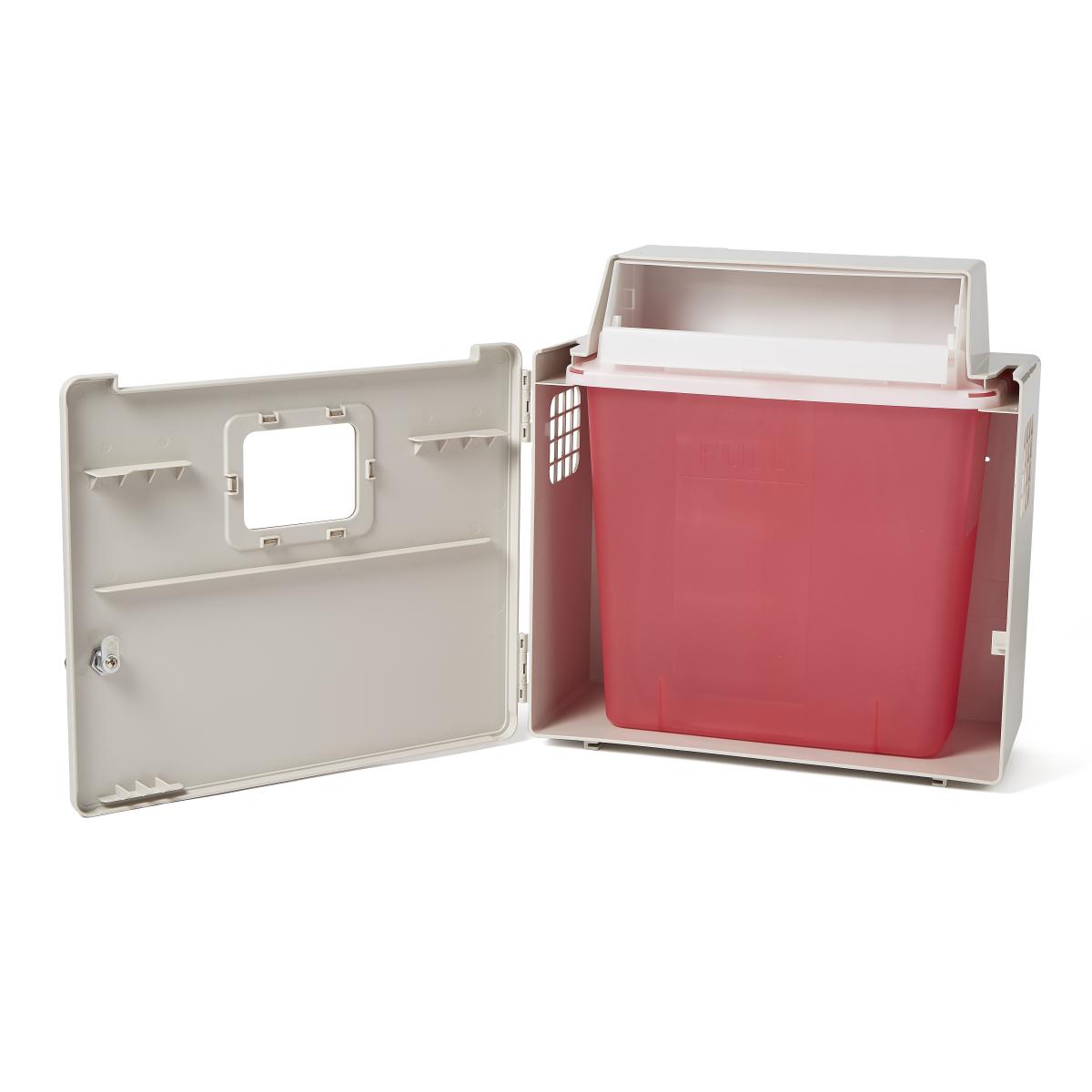 5qt Locking Wall Cabinet for Sharps Disposal - Secure Medical Waste Storage for Clinics, Hospitals & Home Use