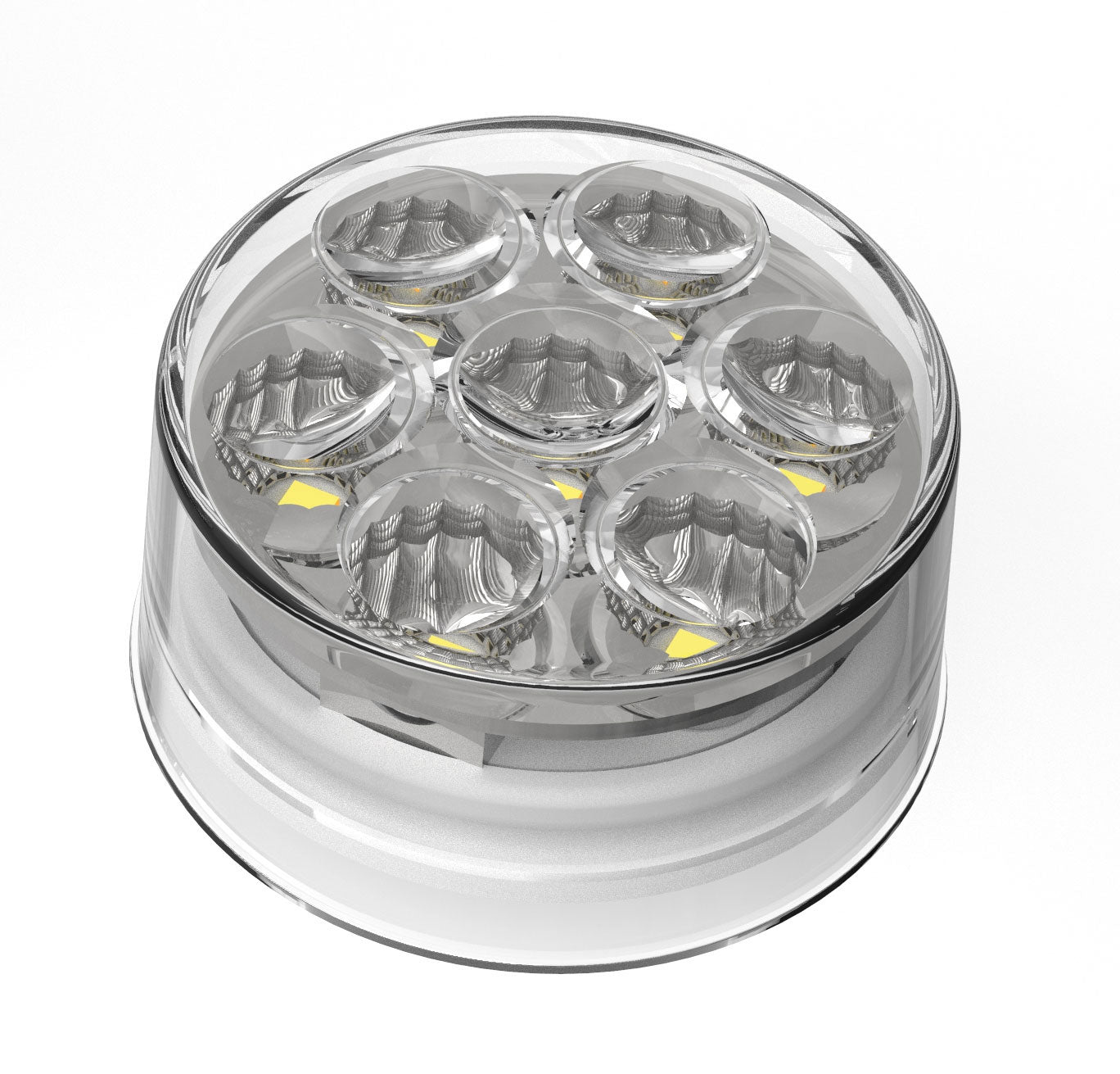 Fortpro 2 Inch Round Dual Function Multivoltage LED Lights - Red & Amber LED with Clear Lens (Model F238701) for Trucks, Trailers, and Emergency Vehicles