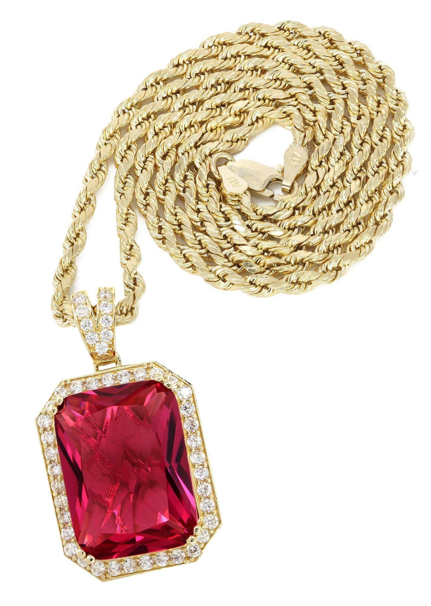 10K Yellow Gold Ruby Necklace for Women - 22 Grams | Elegant Gift for Anniversary, Birthday & Valentine's Day | Perfect for Parties, Weddings & Special Occasions