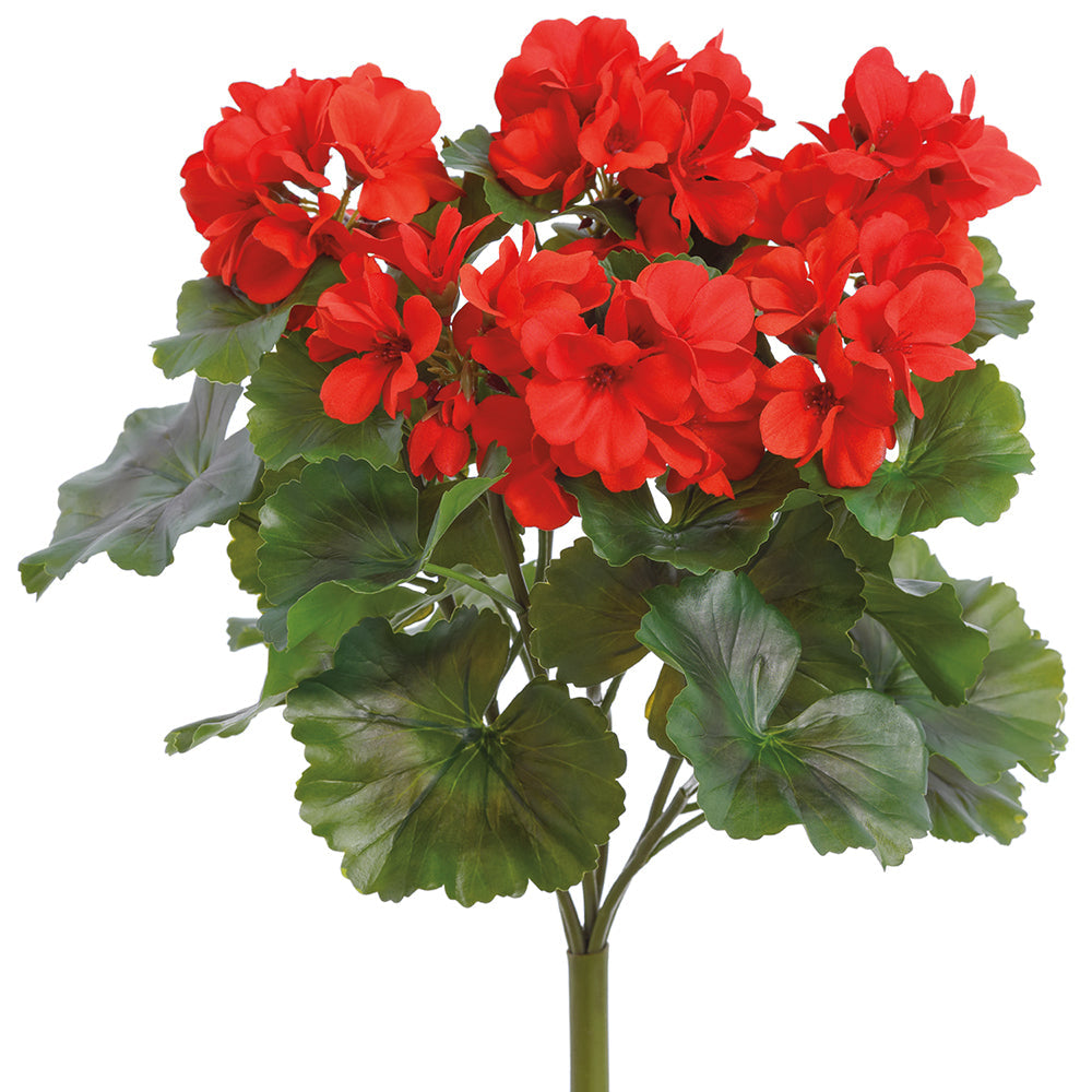 16 Pack Red Geranium Silk Flower Bushes - Artificial Floral Stems for Home Decor, Wedding Centerpieces, and Outdoor Arrangements