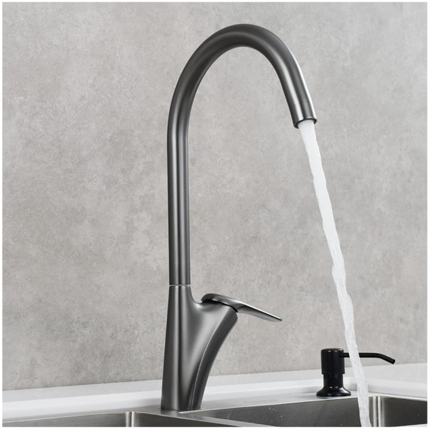360° Swivel Brass Kitchen Faucet - Single Handle Deck Mounted Sink Faucet with Hot & Cold Water - Ideal for Commercial & Home Kitchen Use