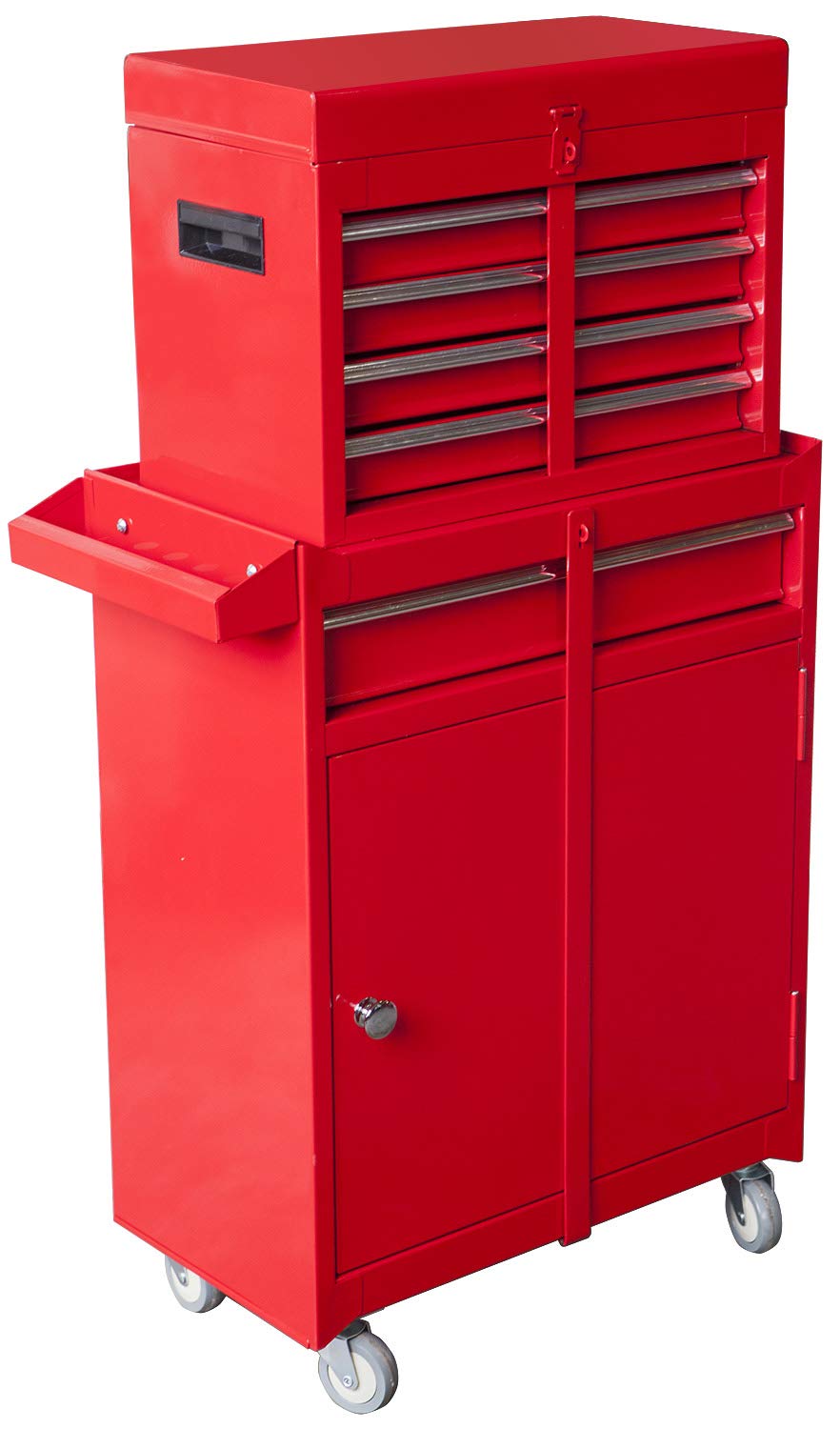 Torin ATBT1204B-RED 4-Drawer Rolling Tool Chest with Detachable Storage Cabinet & Adjustable Shelf - Heavy Duty Garage Workshop Organizer (Red) - Perfect for Mechanics, DIY Enthusiasts & Home Improvement Projects