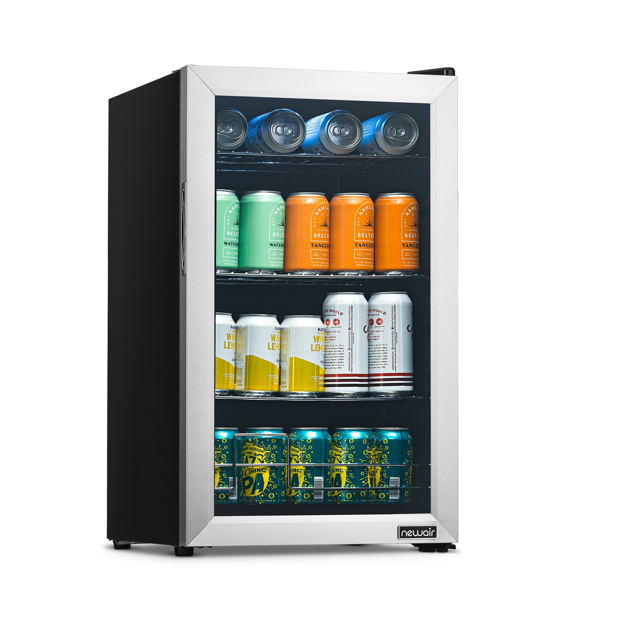 Newair® 100 Can Freestanding Stainless Steel Beverage Refrigerator - Perfect for Home Bar, Office, or Garage - Keep Drinks Cold & Organized