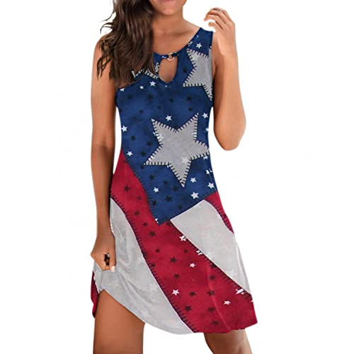 Women's Summer Beach Dresses 2023 - Sexy Vintage Striped Print Sleeveless Mini Dress with O-Neck | Perfect for Vacations, Pool Parties & Tropical Getaways