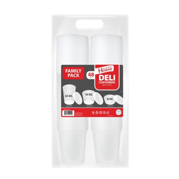 Deli Containers Combo Set - 8oz (8 Pack), 16oz (20 Pack) & 32oz (20 Pack) | Food Storage Containers for Meal Prep, Leftovers & Restaurant Takeout | BPA-Free Plastic Containers with Lids