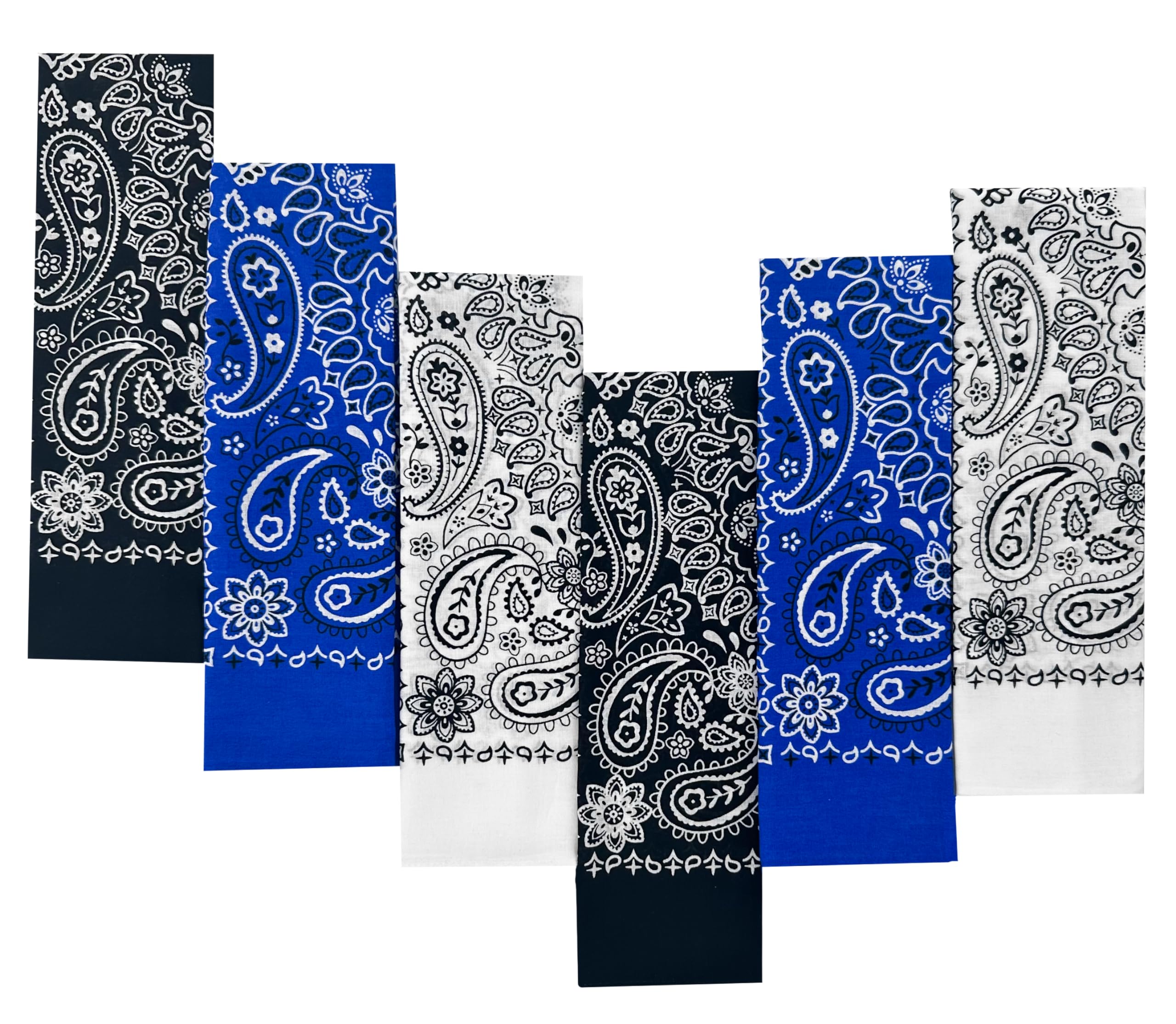 6-Pack 100% Cotton Bandanas for Men & Women - Soft, Breathable & Stylish - Perfect for Outdoor Activities, Sports, Fashion Accessories & Holiday Gifts