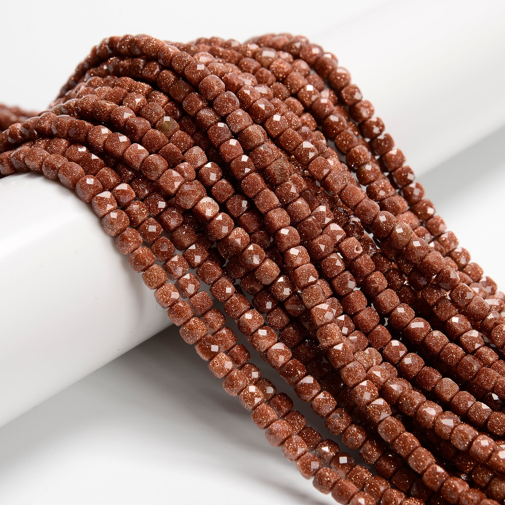 4mm Gold Sandstone Faceted Cube Beads - 15.5 Inch Strand for Jewelry Making, DIY Bracelets, Necklaces & Craft Projects