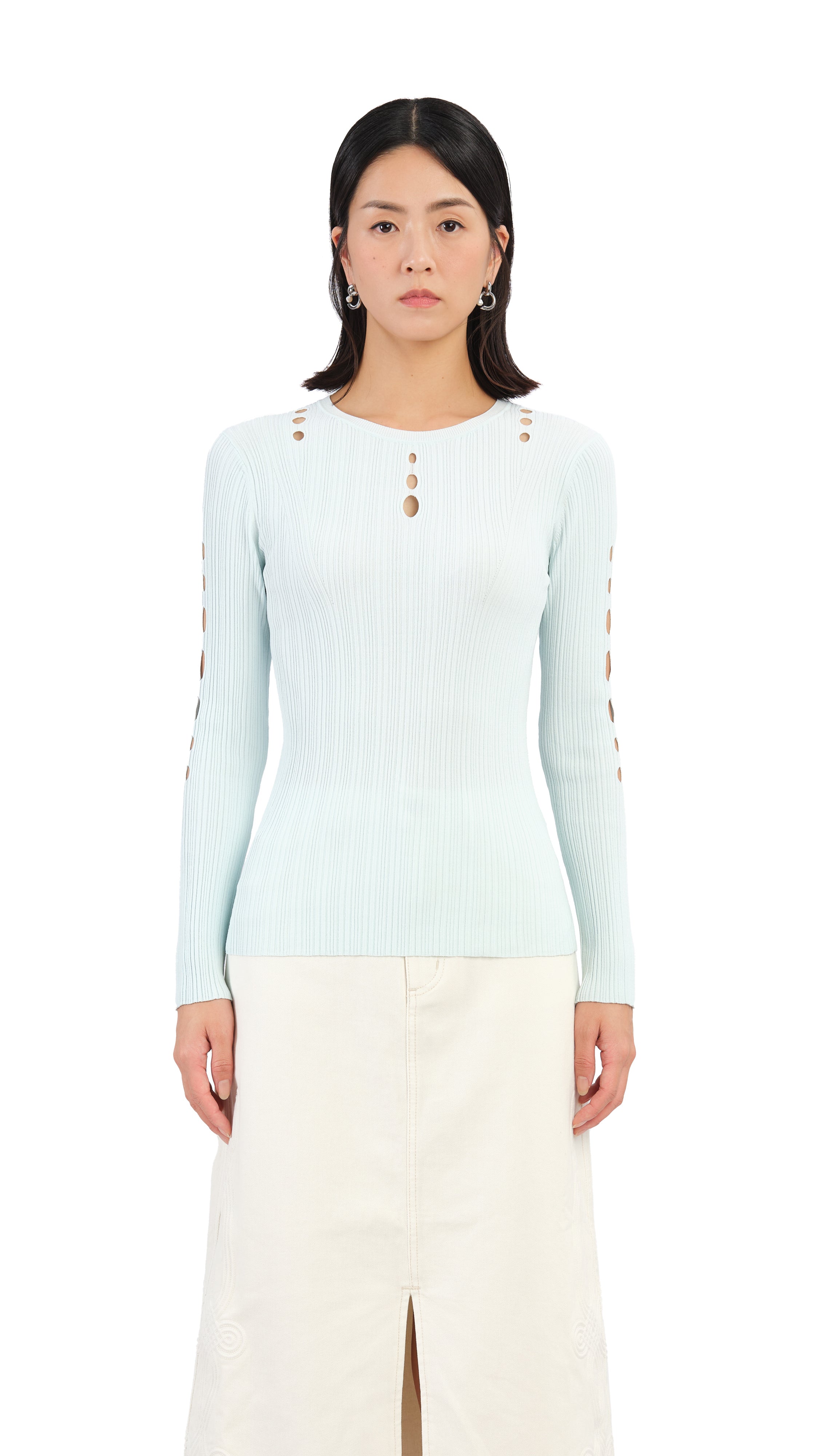 Slash Cut Out Sweater Women's Fashion Trendy Knit Pullover - Perfect for Casual Outfits, Date Nights & Fall Layering