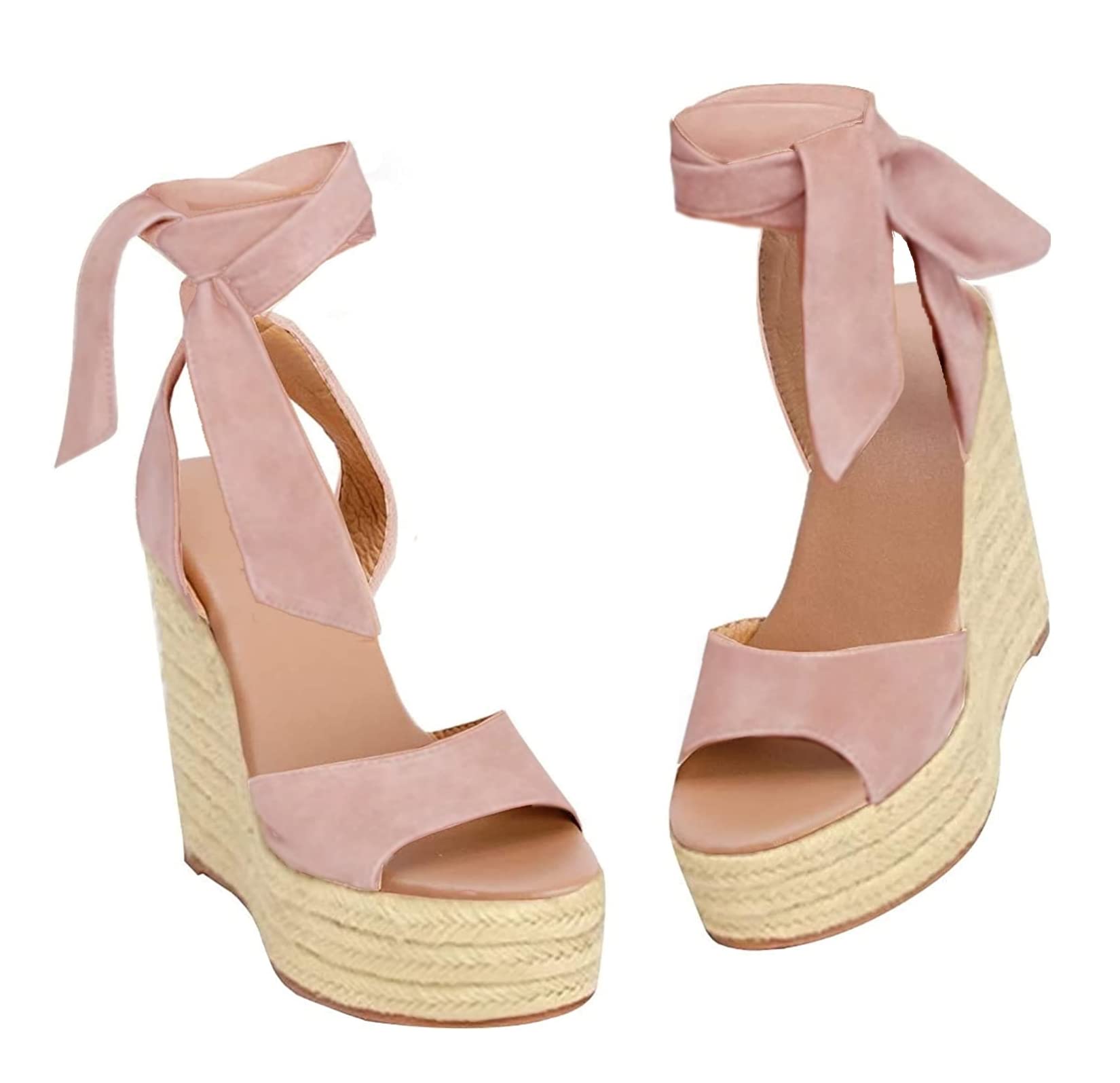 Women's Summer Espadrilles Wedge Sandals - Open Toe Lace-Up Platform Heels with Ankle Strap | Comfortable Dress Shoes for Beach, Wedding & Casual Outings