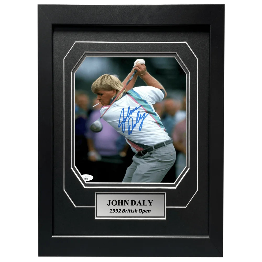 John Daly Autographed 8x10 Framed Golf Photo with JSA COA - PGA Tour Legend Signature with Cigarette - Perfect for Golf Memorabilia Collections, Man Cave Decor, and Sports Fan Gifts