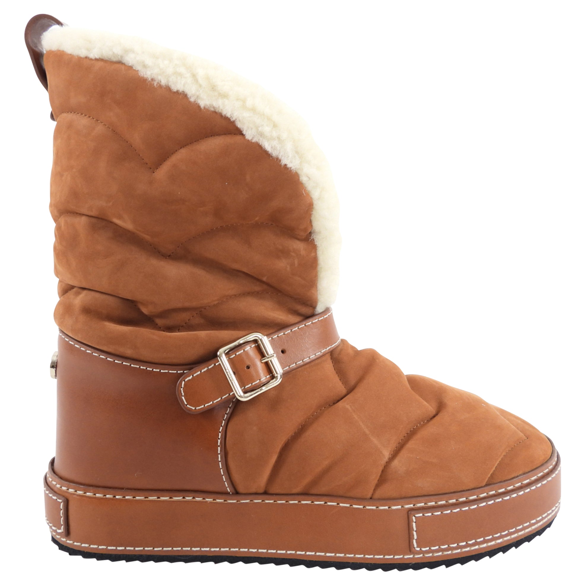 Chloe Tan Suede Shearling Winter Boots for Women - Size 37 / 7 - Cozy & Stylish Cold Weather Footwear for Snow, Travel & Everyday Wear