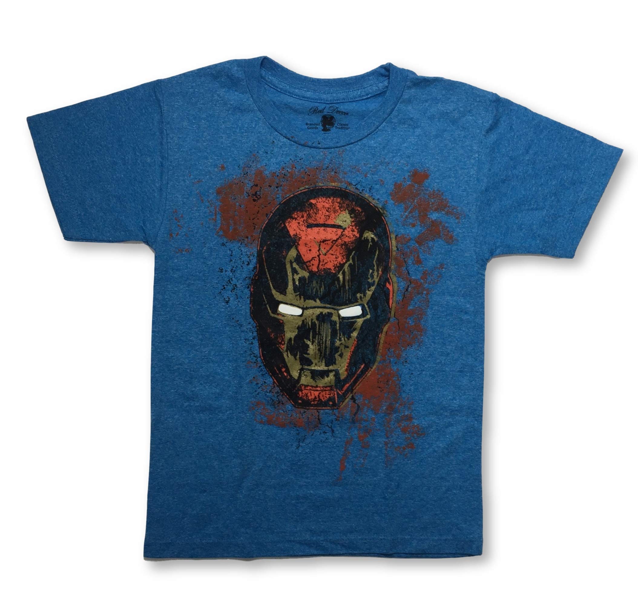 Iron Man Iron Mask Youth T-Shirt for Kids - Blue Superhero Costume Tee (Size 5/6) | Perfect for Halloween, Cosplay & Marvel Themed Parties