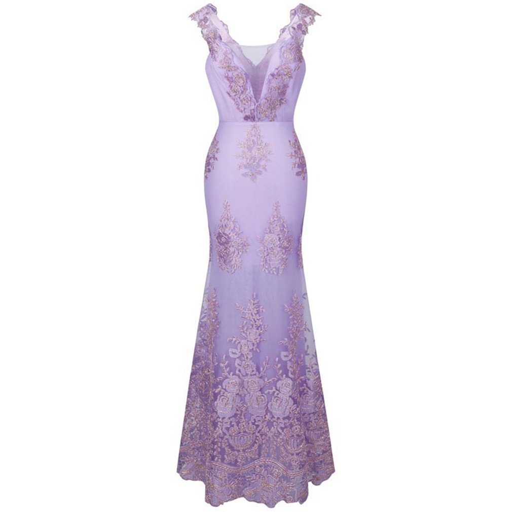 Elegant Women's V-Neck Embroidery Lace Flower Mermaid Evening Gown in Pink - Perfect for Formal Dresses, Prom Nights, Wedding Guest Outfits & Special Occasions