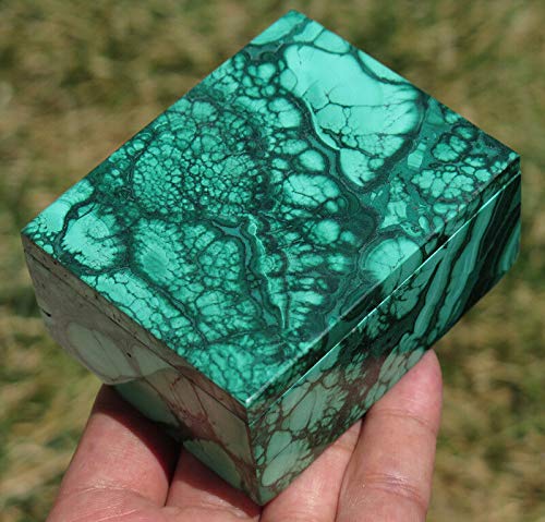 100% Natural Polished Green Malachite Crystal Carved Jewelry Box with Lid - Elegant Storage for Rings, Necklaces & Earrings - Perfect Gift for Women & Home Decor