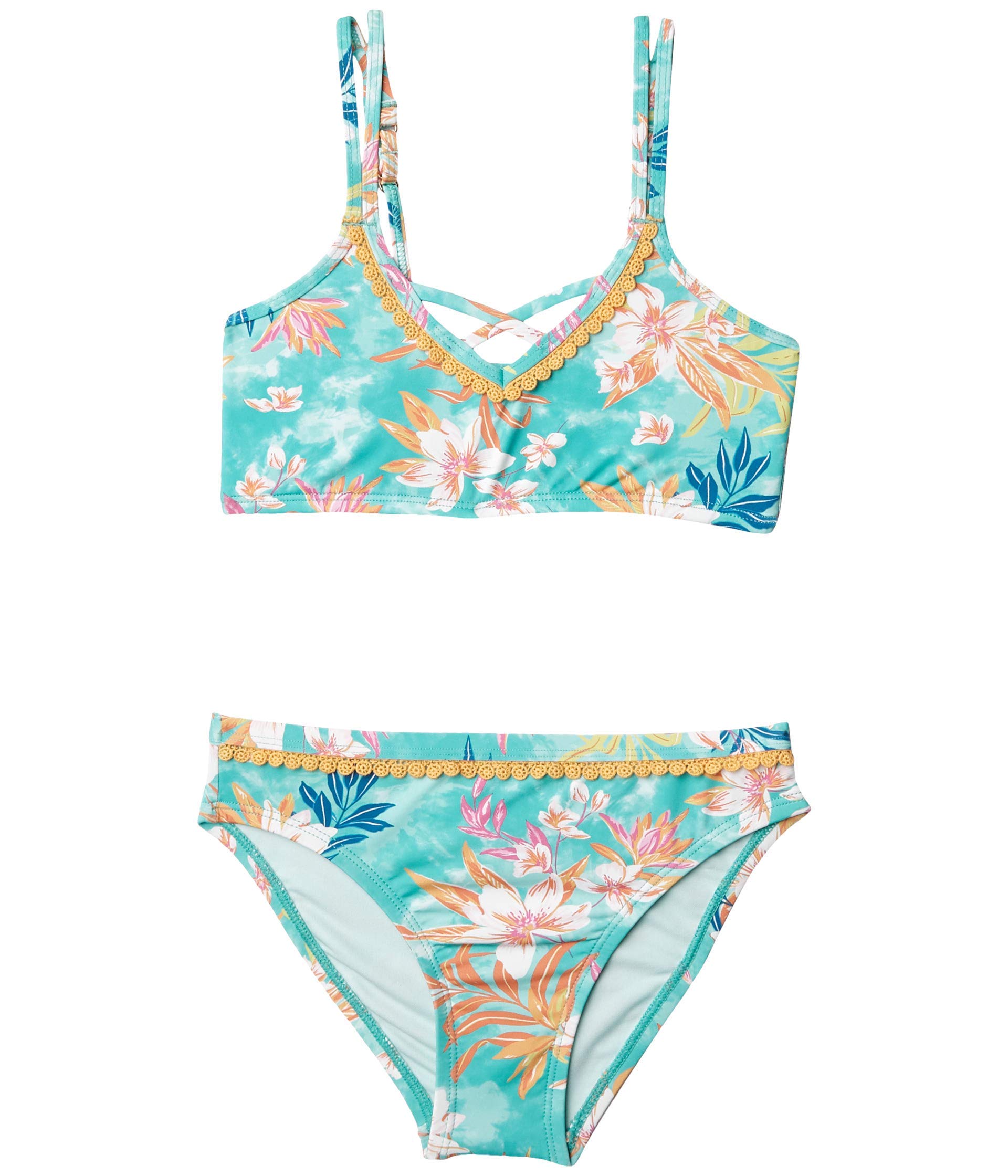 Hobie Girls' Strappy Bralette Bikini Top & Hipster Bottom Swimsuit Set - Women's Sexy Two Piece Bathing Suit for Beach, Pool & Summer Vacation