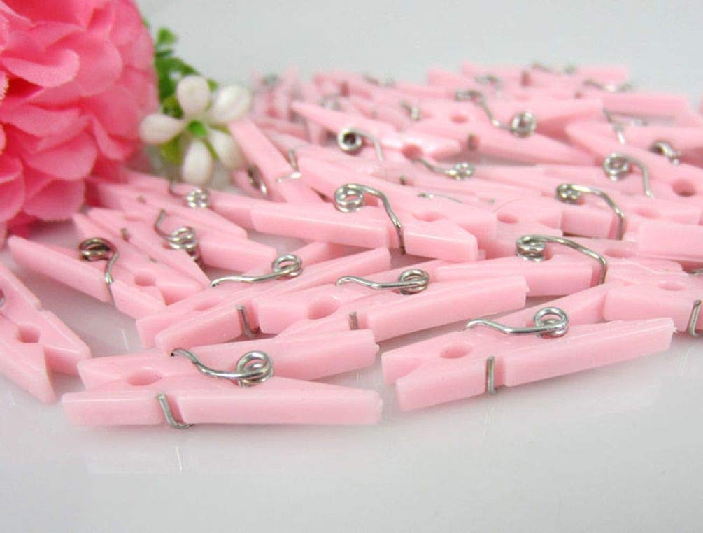 Pink Baby Shower Mini Clothespins - Cute Girl Necklace Party Favors & Games for Baby Shower Decorations - Perfect for Gender Reveal, Bridal Shower & Newborn Celebrations