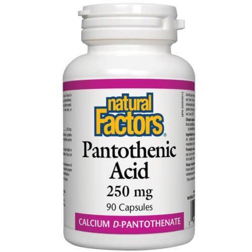 Natural Factors D-Pantothenic Acid (Vitamin B5) 250mg - 90 Capsules for Energy, Metabolism & Skin Health - Supports Stress Relief & Nutrient Absorption