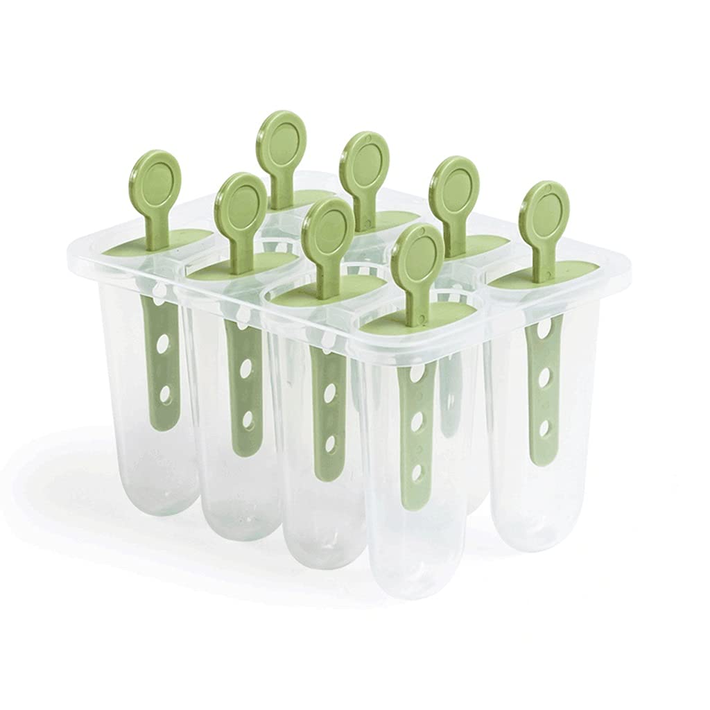 8-Piece Reusable Popsicle Molds Set with Sticks & Drip Guards - 3 Color Options (Green) for Homemade Ice Pops, Healthy Snacks, and Summer Treats - Perfect for Kids Parties, Family Gatherings, and Outdoor Activities
