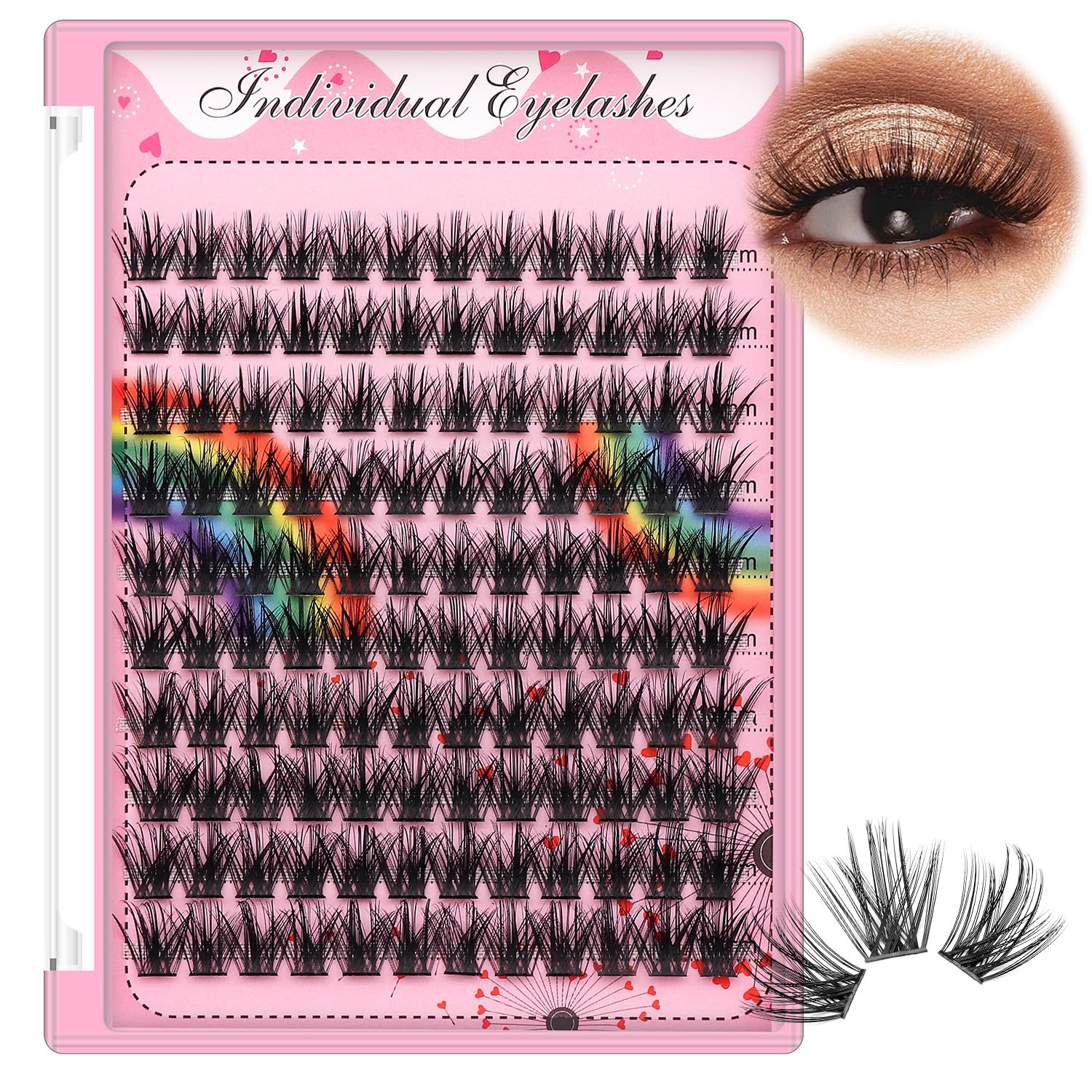 Premium Eyelash Extension Kit - 8-20mm Mixed Lengths (10+12mm, 12+14mm, 14+16mm, 16+18mm) Wispy Lash Clusters for Natural & Dramatic Looks - Perfect for Salon Professionals & DIY Lash Enthusiasts